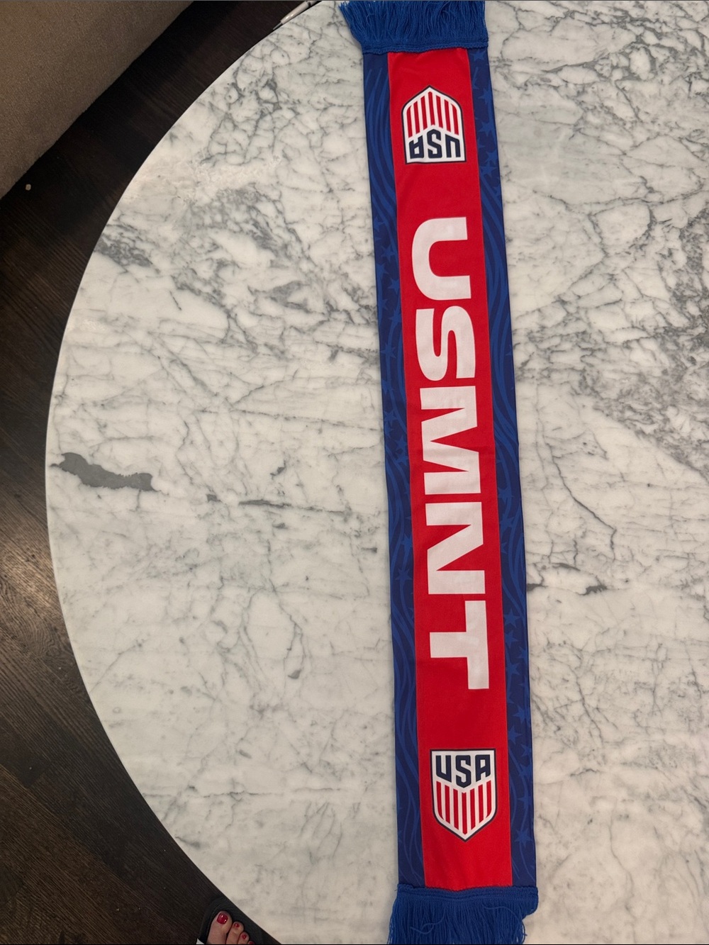 USMNT Red and Blue Soccer Scarf - USA Crest